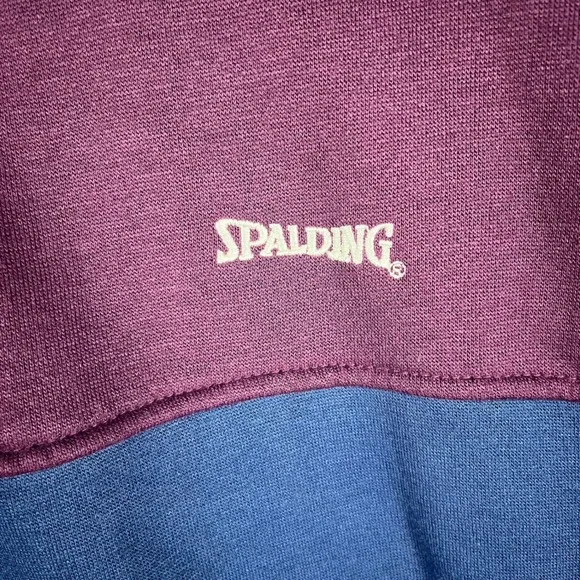 Spalding Polo Sweatshirt Mens XL Burgundy Navy Blue Colorblock Vintage Athletic - Picture 2 of 7